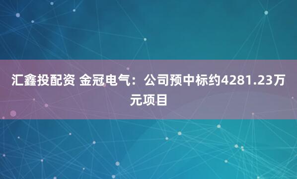 汇鑫投配资 金冠电气：公司预中标约4281.23万元项目