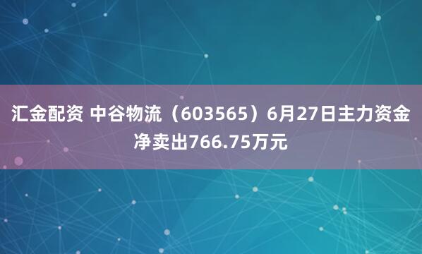 汇金配资 中谷物流（603565）6月27日主力资金净卖出766.75万元